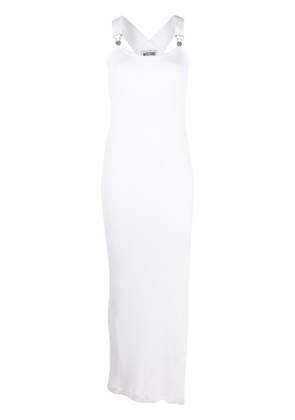MOSCHINO JEANS braces-detail ribbed-knit dress - White