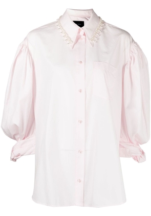 Simone Rocha embellished-collar puff-sleeve shirt - Pink