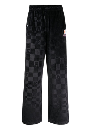 AAPE BY *A BATHING APE® Moonface-appliqué checkered track pants - Black