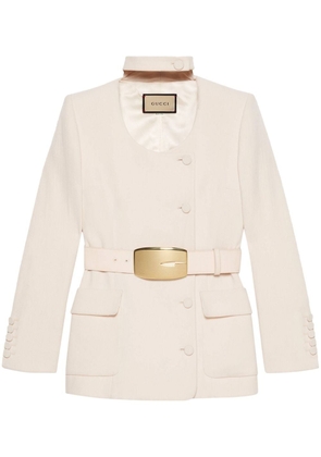 Gucci belted wool crêpe jacket - White