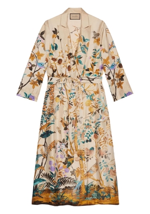 Gucci Tian floral-print silk gown - Neutrals