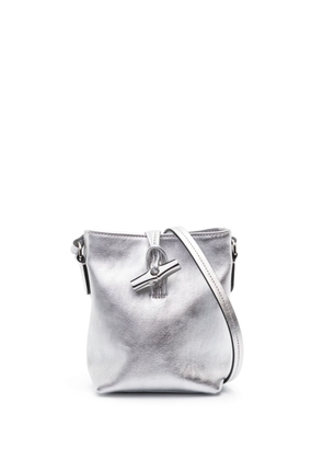 Longchamp mini Roseau leather crossbody bag - Silver