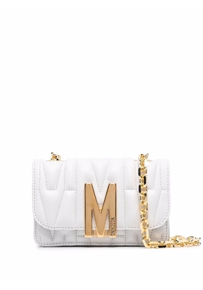 Moschino M quilted logo shoulder bag - White
