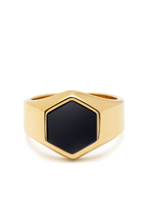 Nialaya Jewelry hexagon-shaped matte-stone ring - Gold