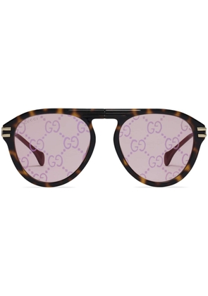 Gucci Eyewear logo lense sunglasses - Brown