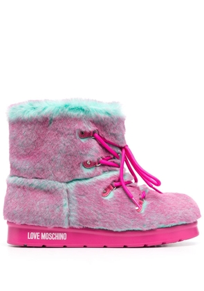 Love Moschino two-tone faux-fur boots - Pink