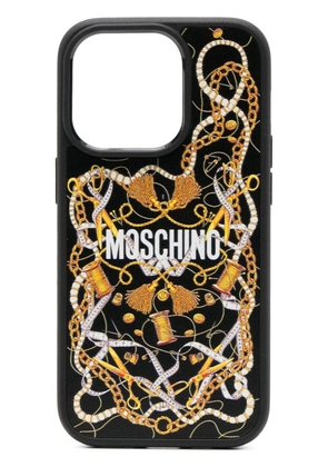 Moschino graphic-print iPhone 14 Pro case - Black