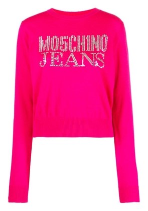 MOSCHINO JEANS rhinestone-embellished crew-neck sweatshirt - Pink