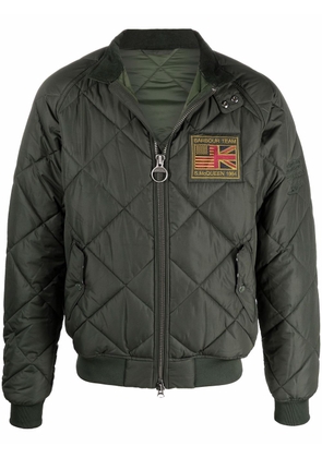 Barbour logo-patch zip-up quilted jacket - Green