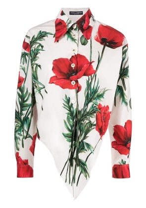 Dolce & Gabbana Carnation-print knot-detail shirt - White