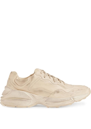 Gucci Rhyton distressed-effect sneakers - Neutrals