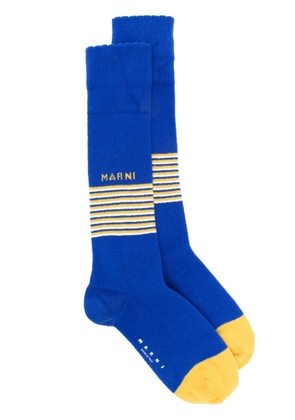 Marni logo-jacquard striped socks - Blue