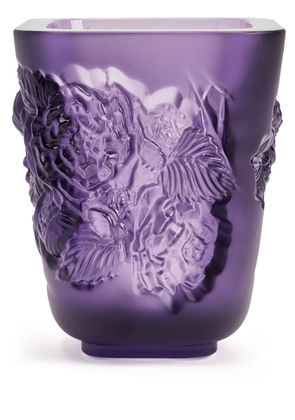 Lalique small Pivoines crystal vase - Purple