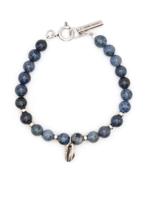 MARANT bead-embellished logo-charm bracelet - Blue