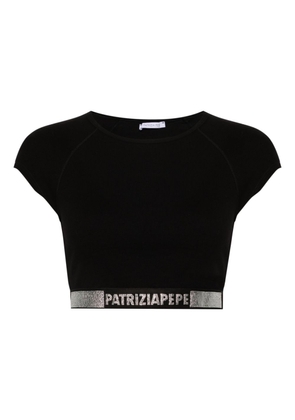Patrizia Pepe crystal-embellished crop top - Black