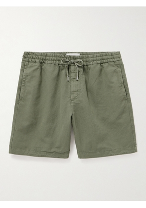 Mr P. - Straight-Leg Cotton and Linen-Blend Drawstring Shorts - Men - Green - 28