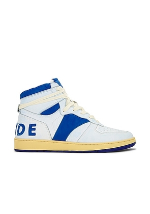 Rhude Rhecess Hi Sneaker in White & Blue - Royal. Size 8 (also in ).