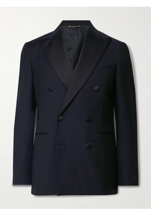 Canali - Slim-Fit Double-Breasted Satin-Trimmed Wool Tuxedo Jacket - Men - Blue - IT 46