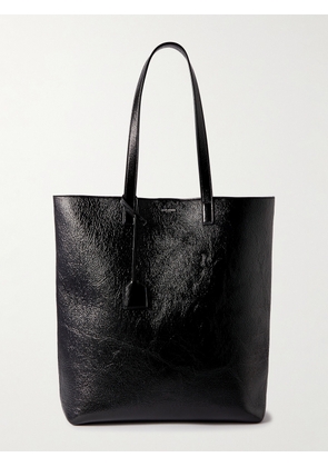 SAINT LAURENT - Bold Crinkled-Leather Tote Bag - Men - Black