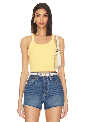 RE/DONE x Hanes Cropped Ribbed Tank in Yellow. Size L.