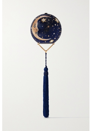 Judith Leiber Couture - Man On The Moon Tasseled Crystal-embellished Gold-tone Clutch - Blue - One size
