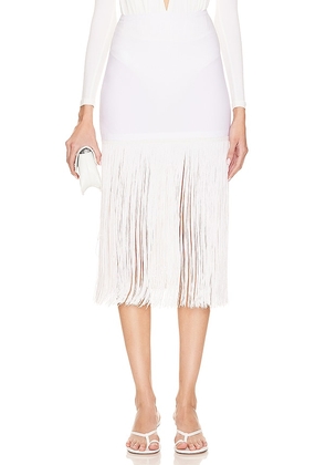 Norma Kamali x REVOLVE Fringe Mini Skirt in White. Size L, M, S, XL, XXS.
