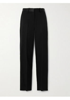 Victoria Beckham - Satin-trimmed Grain De Poudre Straight-leg Pants - Black - UK 4,UK 6,UK 8,UK 10,UK 12,UK 14