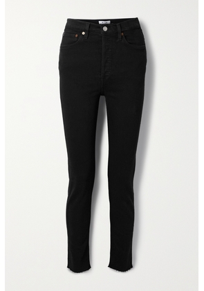 RE/DONE - 90s Comfort Stretch High-rise Ankle Crop Skinny Jeans - Black - 23,24,25,26,27,28,29,30