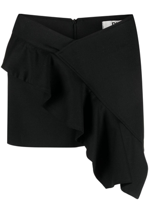 PNK draped-ruffle asymmetric wool miniskirt - Black