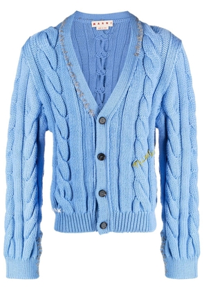 Marni stitch-detail cable-knit cardigan - Blue