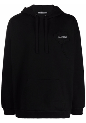 Valentino Garavani logo floral patch hoodie - Black