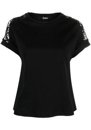Herno lace-detailing cotton T-shirt - Black