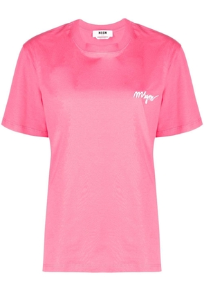 MSGM logo-embroidered short-sleeve T-shirt - Pink