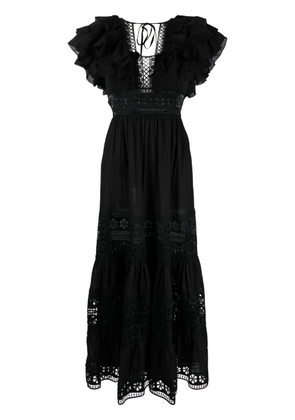 Charo Ruiz Ibiza long lace-detail cotton dress - Black