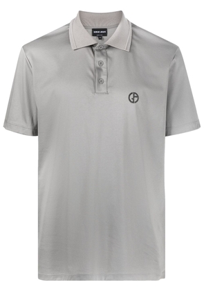 Giorgio Armani logo-embroidered cotton polo shirt - Grey