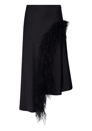 LAPOINTE feather-trim asymmetric midi skirt - Black
