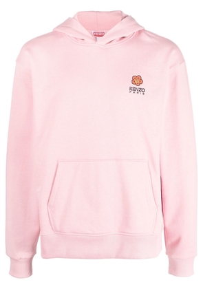 Kenzo logo-embroidered long-sleeved hoodie - Pink