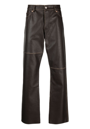MM6 Maison Margiela contrasting-seam leather straight-leg trousers - Brown