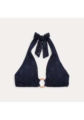 Crocheted Ring-Front Halter Bikini Top