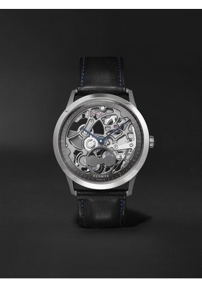 Hermès Timepieces - Slim d'Hermès Squelette Lune 39.5mm Automatic Titanium and Leather Watch, Ref. No. 054695WW00 - Men - Black
