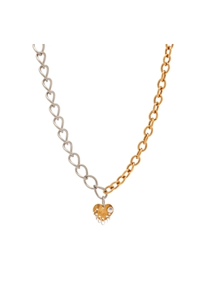 Marni Heart Pendant And Logo Metal Chain Necklace