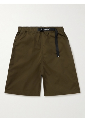KAPITAL - Easy Straight-Leg Belted Printed Cotton-Twill Shorts - Men - Green - 2