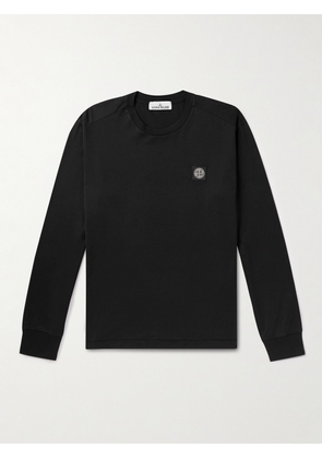 Stone Island - Logo-Appliquéd Garment-Dyed Cotton-Jersey T-Shirt - Men - Black - S
