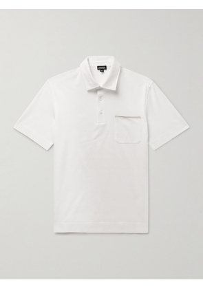 Zegna - Nubuck-Trimmed Cotton-Piqué Polo Shirt - Men - White - IT 46
