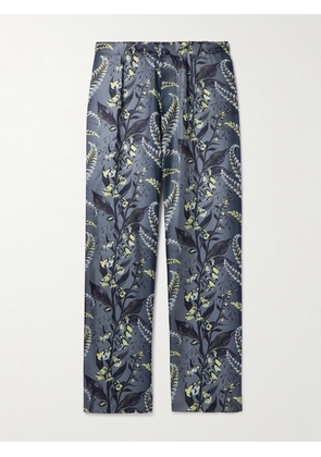 Etro - Straight-Leg Printed Silk-Twill Trousers - Men - Blue - S