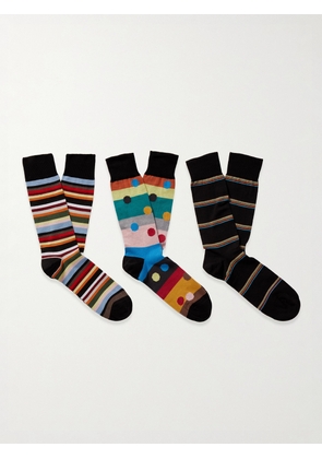 Paul Smith - Three-Pack Striped Polka-Dot Cotton-Blend Socks - Men - Multi