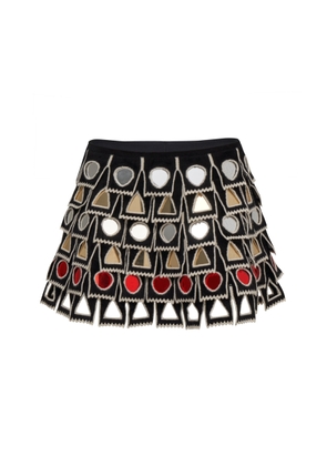 ALAÏA - Mirror Mini Skirt - Black/white - FR 38 - Moda Operandi