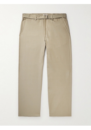 Auralee - Finx Straight-Leg Belted Cotton and Silk-Blend Twill Trousers - Men - Neutrals - 3