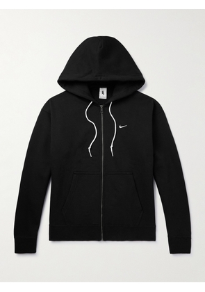 Nike - Logo-Embroidered Cotton-Blend Jersey Zip-Up Hoodie - Men - Black - S