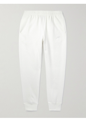 Nike - Sportswear Club Slim-Fit Logo-Embroidered Cotton-Blend Jersey Sweatpants - Men - White - XS